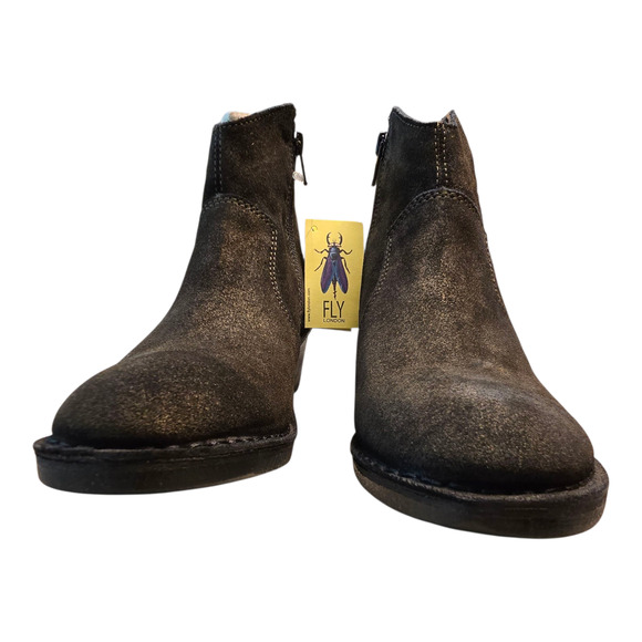 Fly London Ankle Boots Womens Size 39 Griffon Olive Leather Earthy Grunge Urban - Picture 4 of 16